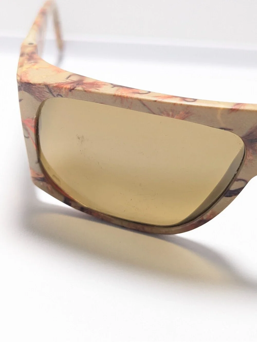 Bollé Chic Amber UV Fishing Brown Pattern Wraparound Made France Sunglasses